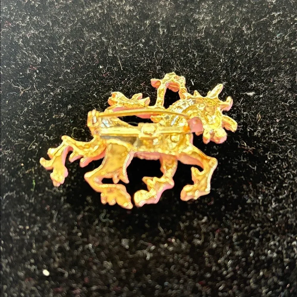 Pink and Gold Horse Brooch